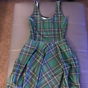 Tartan green reversible skater dress